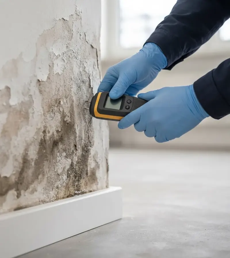 Muro con umidità di risalita e distacco dell'intonaco a Venezia